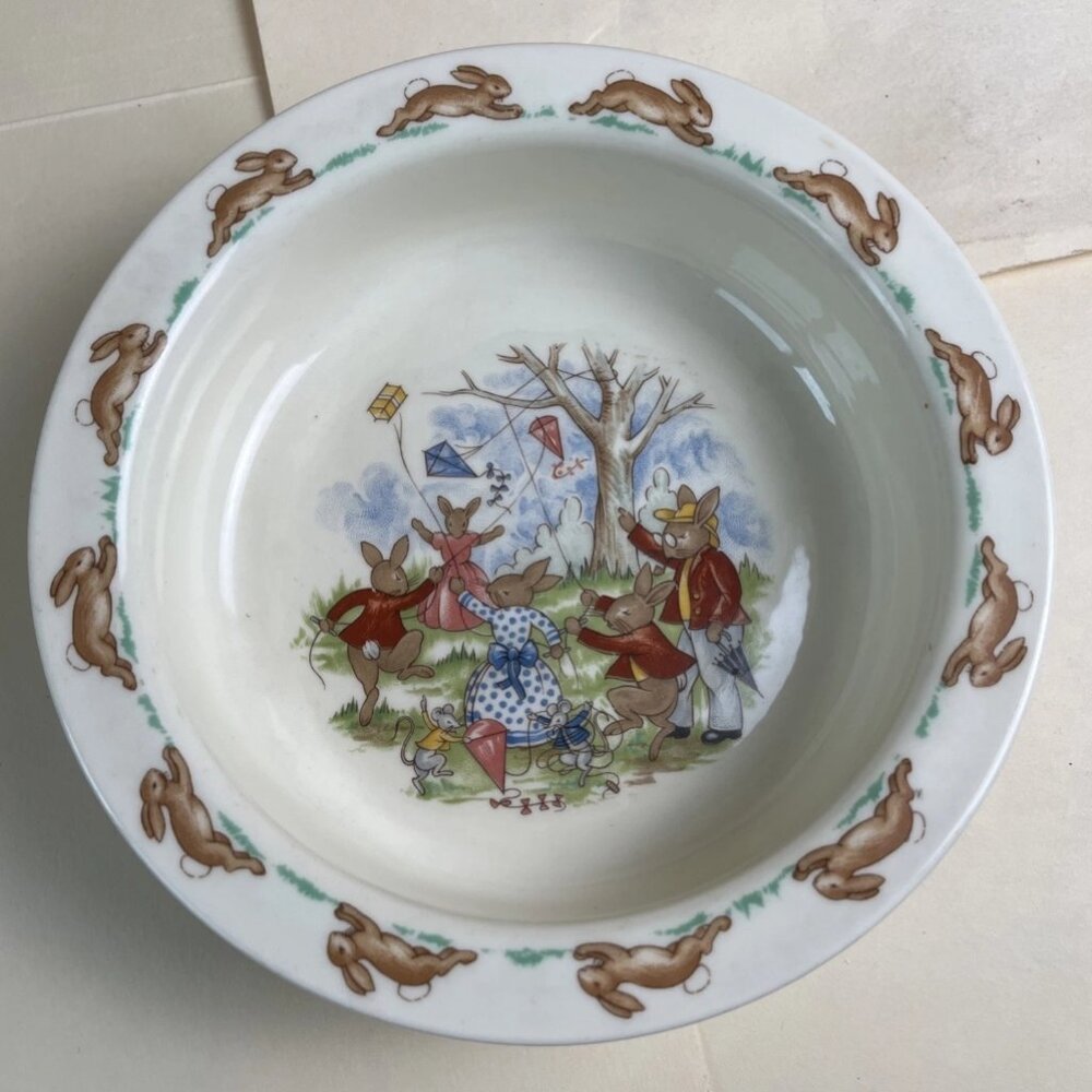Royal Doulton Bunnykins Flying Kites Bowl Vintage Bone China